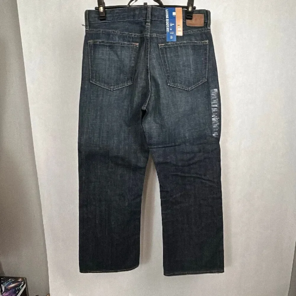 NEW Gap Loose Boot Fit Denim Jeans Mens Sz 34x30 Bootcut Relaxed Worn Rinse